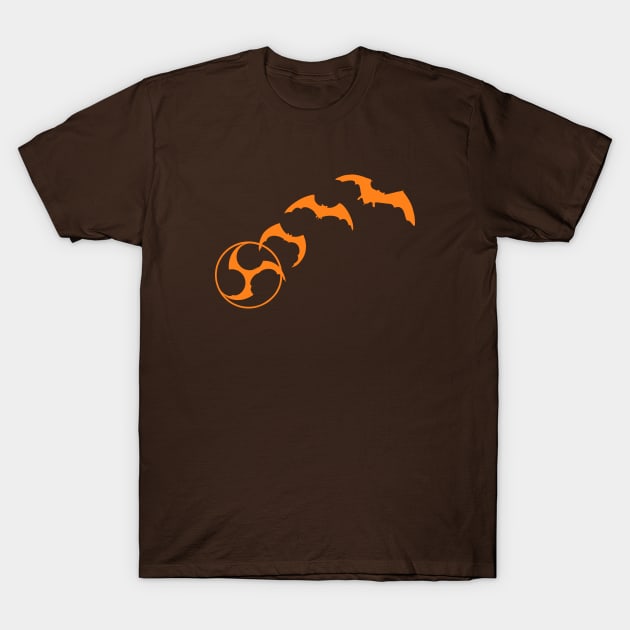 Bat Mitsudomoe orange T-Shirt by Austin Taiko